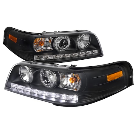 Spec-D Tuning 98-11 Ford Crown Victoria Projector Headlight Black Housing 2LHP-VIC98JM-TM
